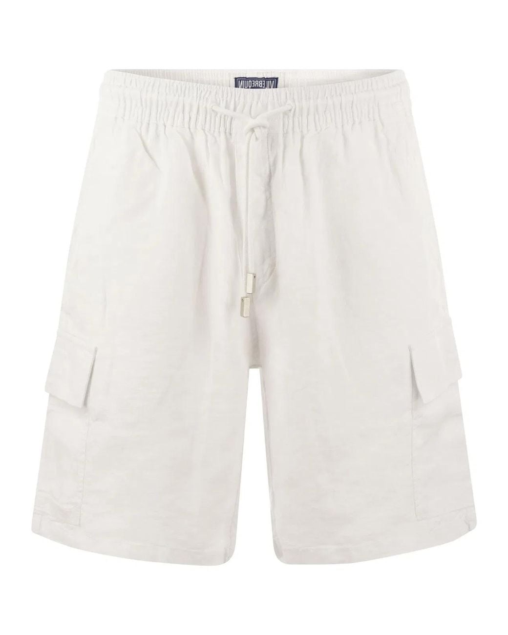 Vilebrequin White Linen Cargo Bermuda Shorts for men