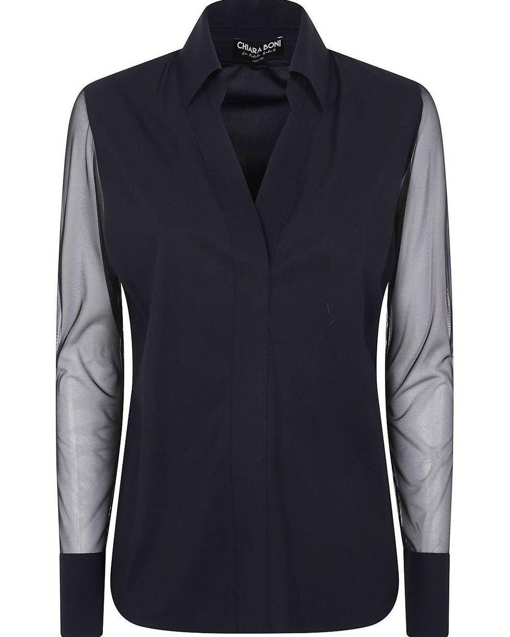 Chiara Boni Blue Kai Illusion Jersey Shirt
