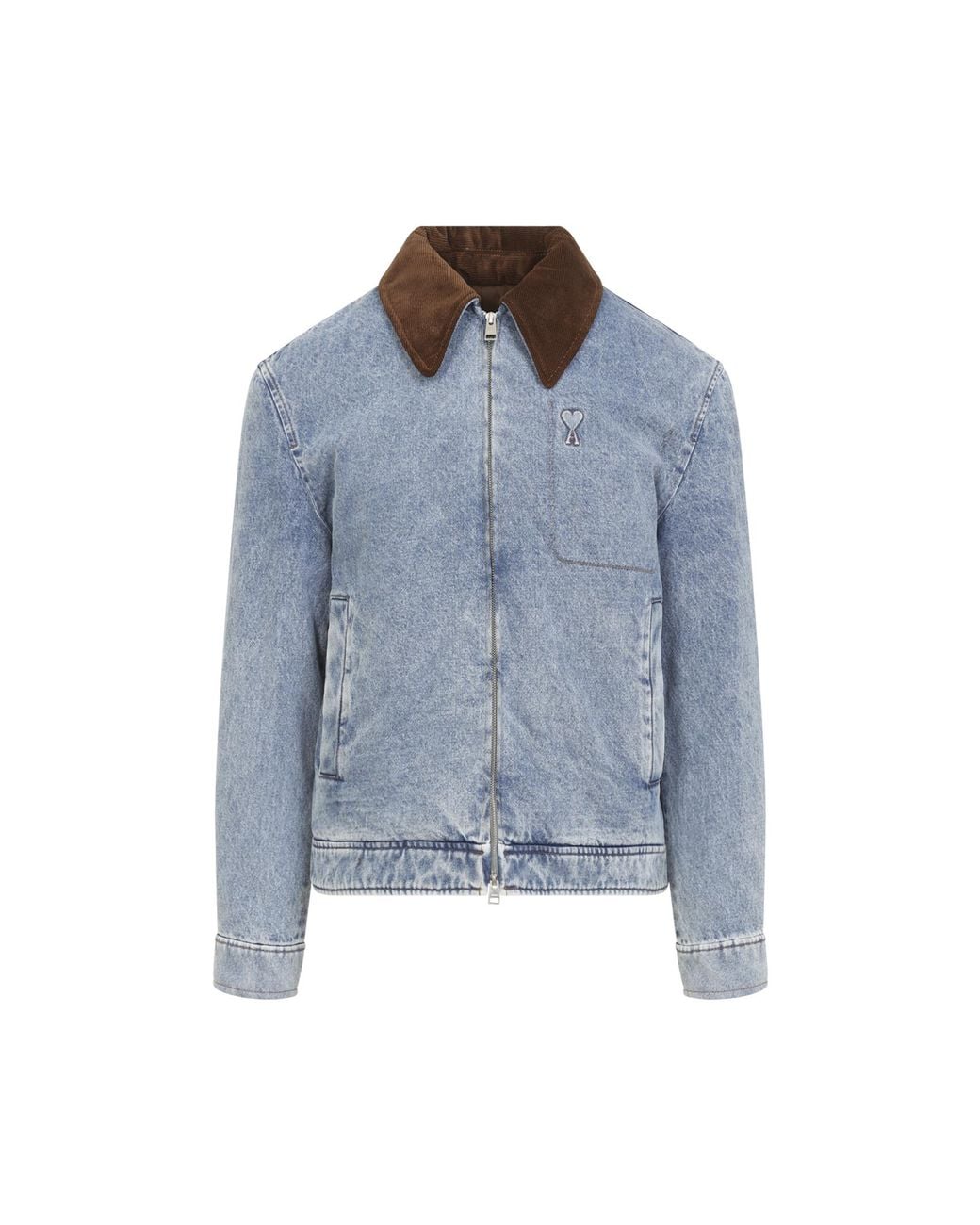 AMI Blue Adc Zipped Jacket for men