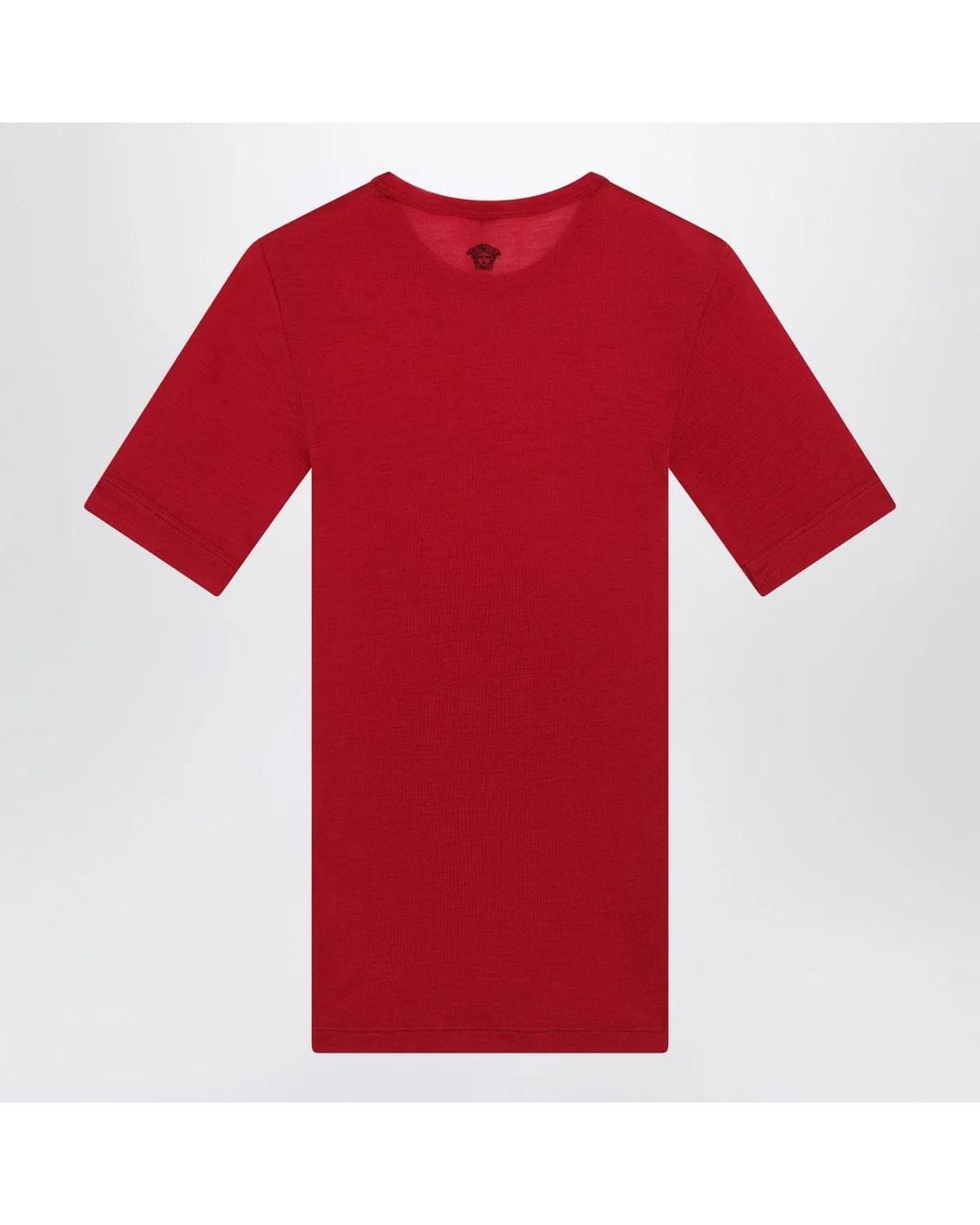Versace Wool T-Shirt With Embroidered Logo