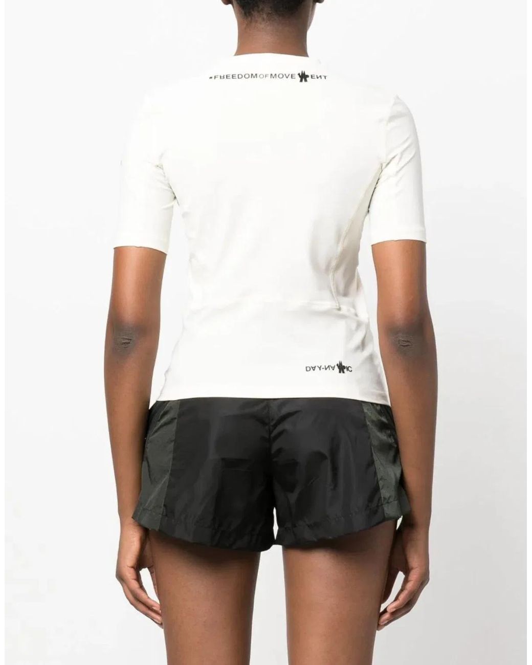 Moncler White Stretch Logo Print T-Shirt For