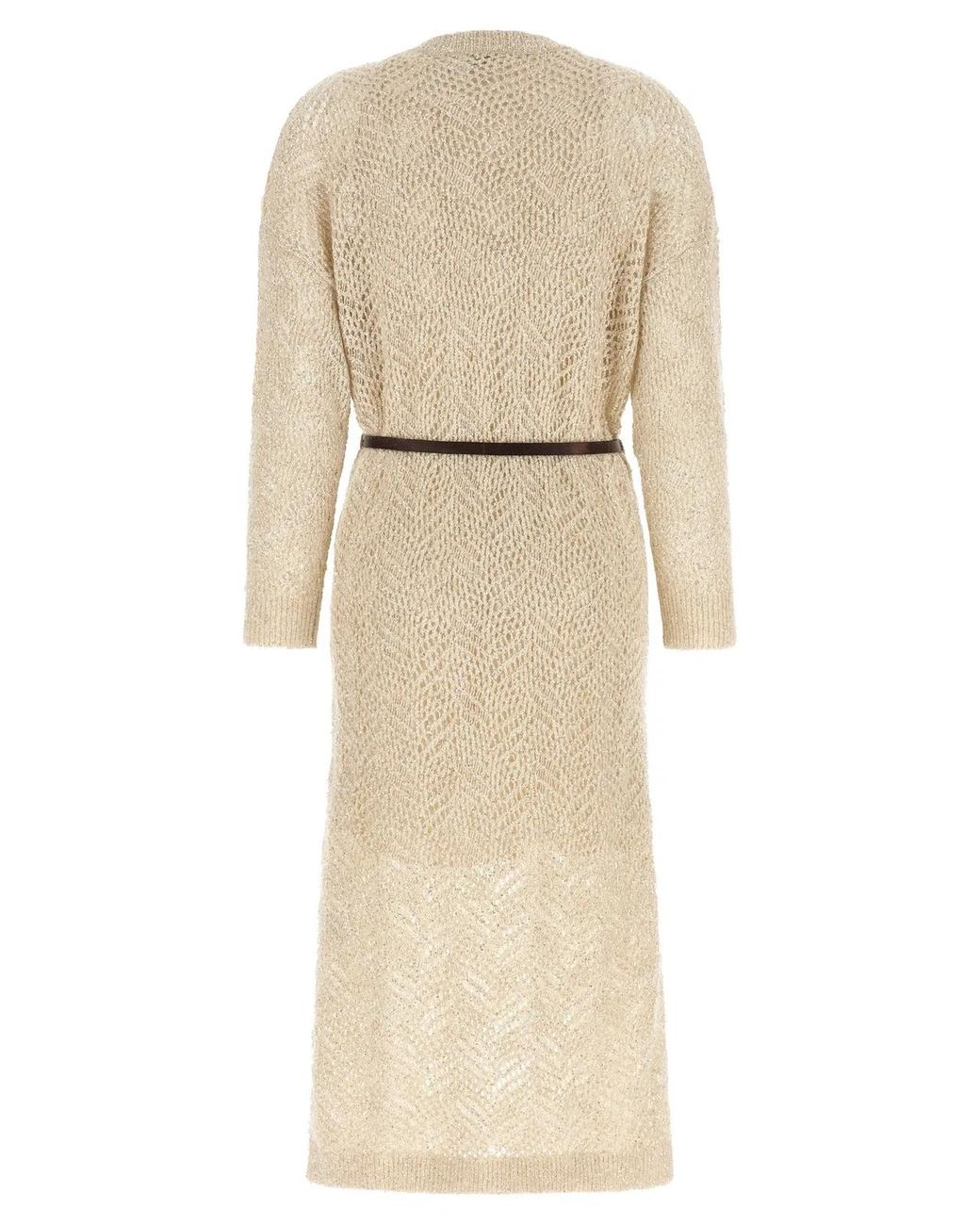 Brunello Cucinelli Natural 'Dazzling Abstact Leaf' Dress