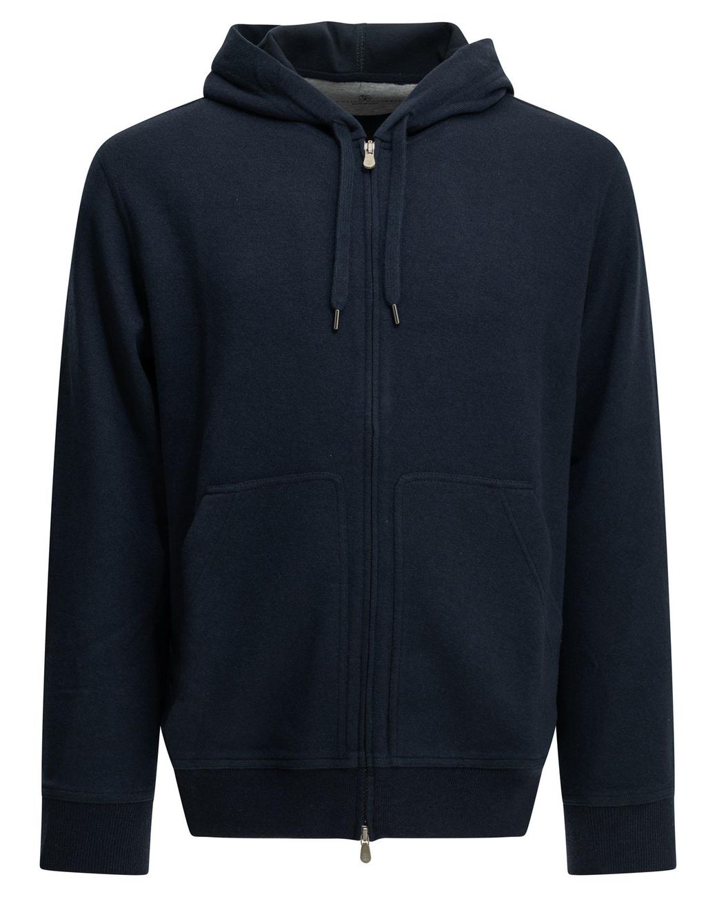 Brunello Cucinelli Blue Cashmere And Cotton Zip-Up Sweatshirt for men