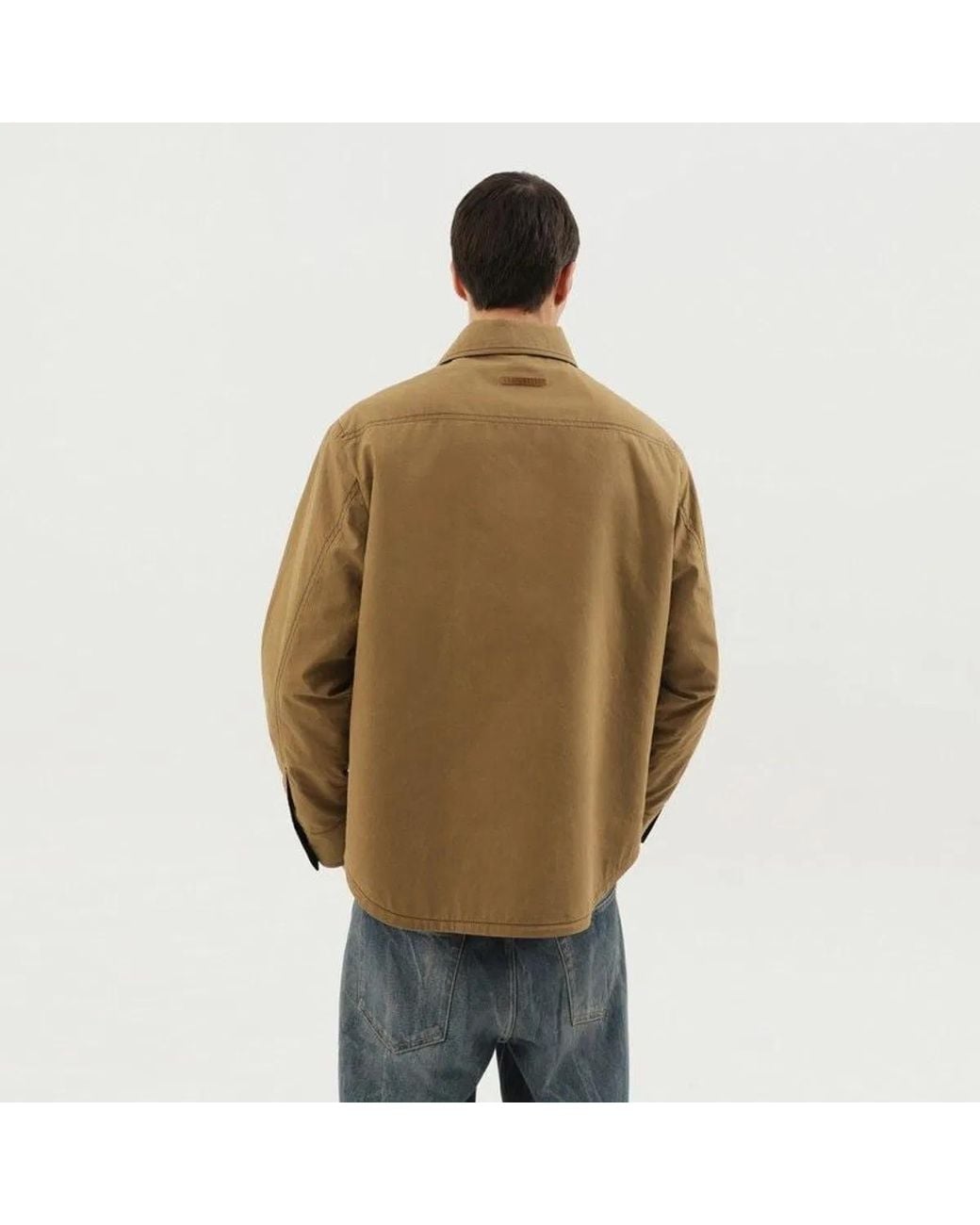 1989 STUDIO Brown Kaki Shirt-Jacket With Pockets for men