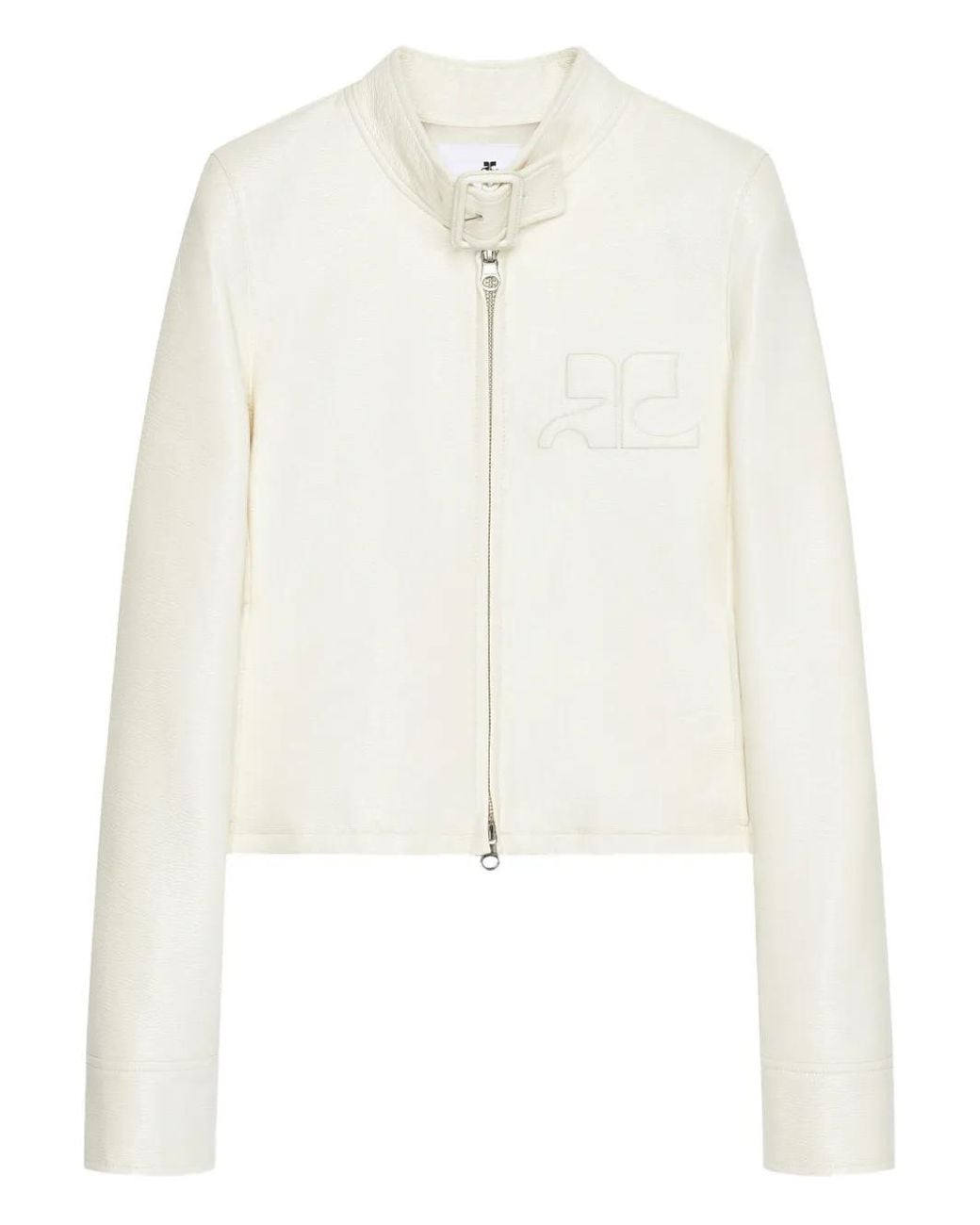 Courreges City Jacket With Buckle Neck And Logo Detail in White | Lyst UK