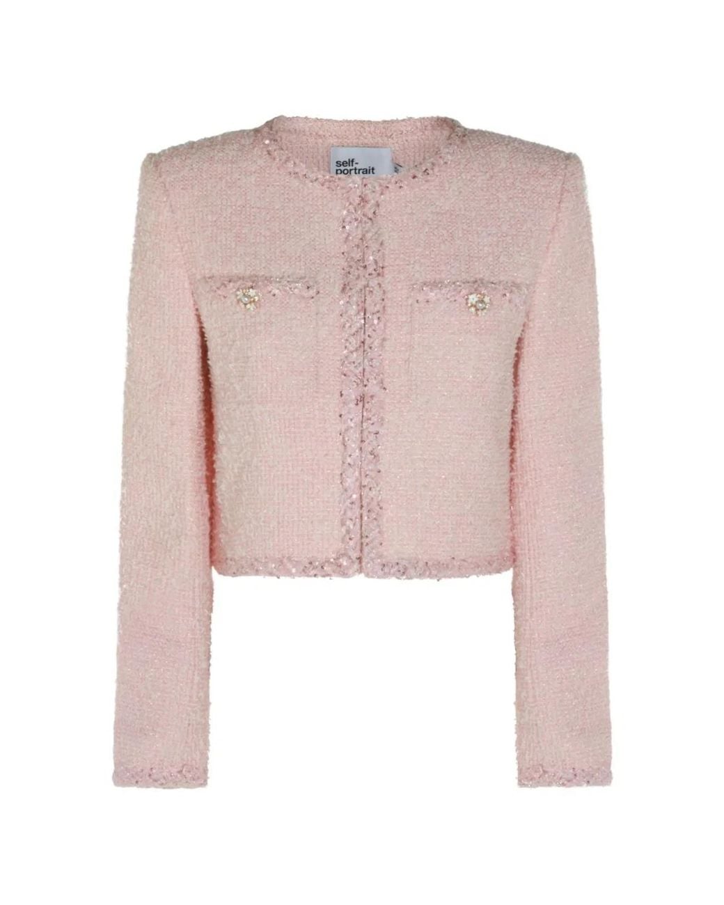 Self-Portrait Pink Bouclé Short Jacket