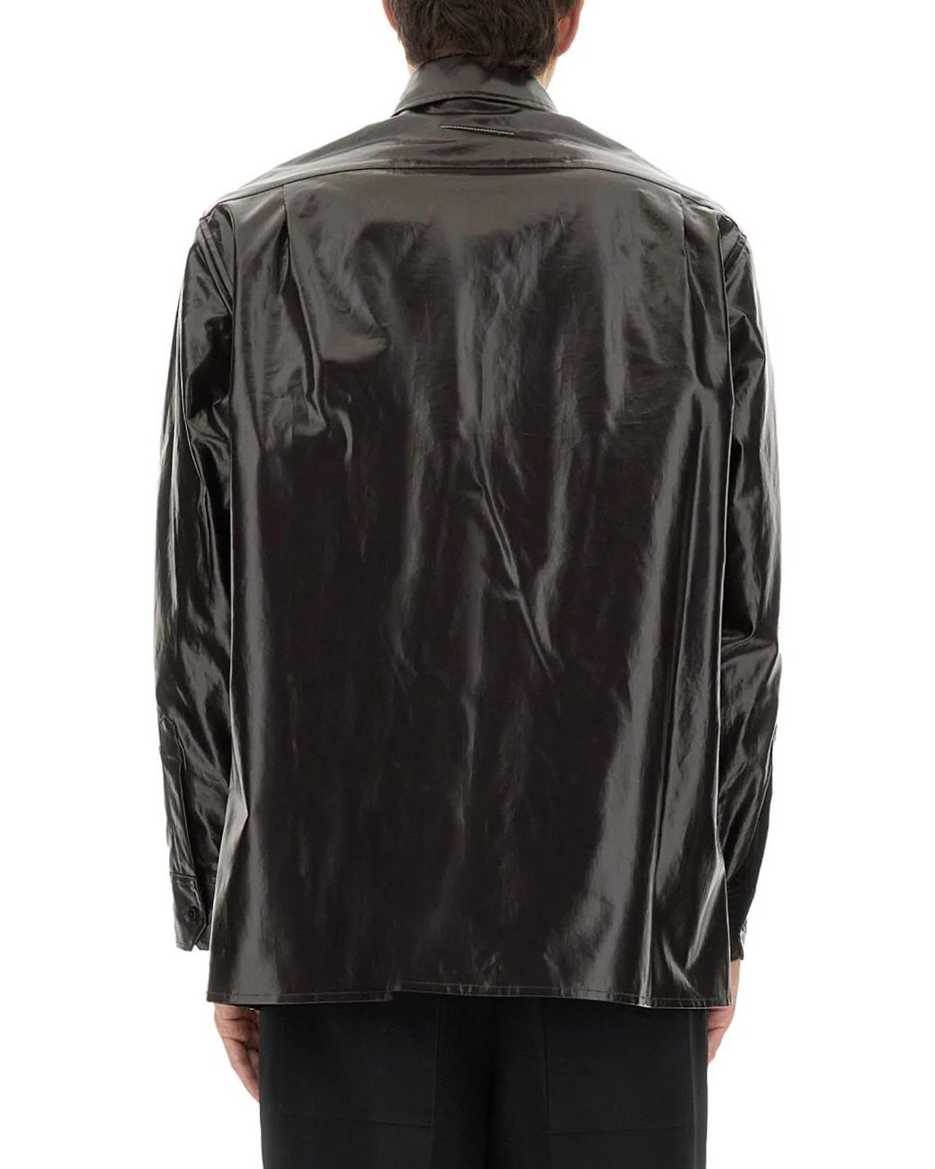 MM6 by Maison Margiela Gray Shiny Linen Shirt for men