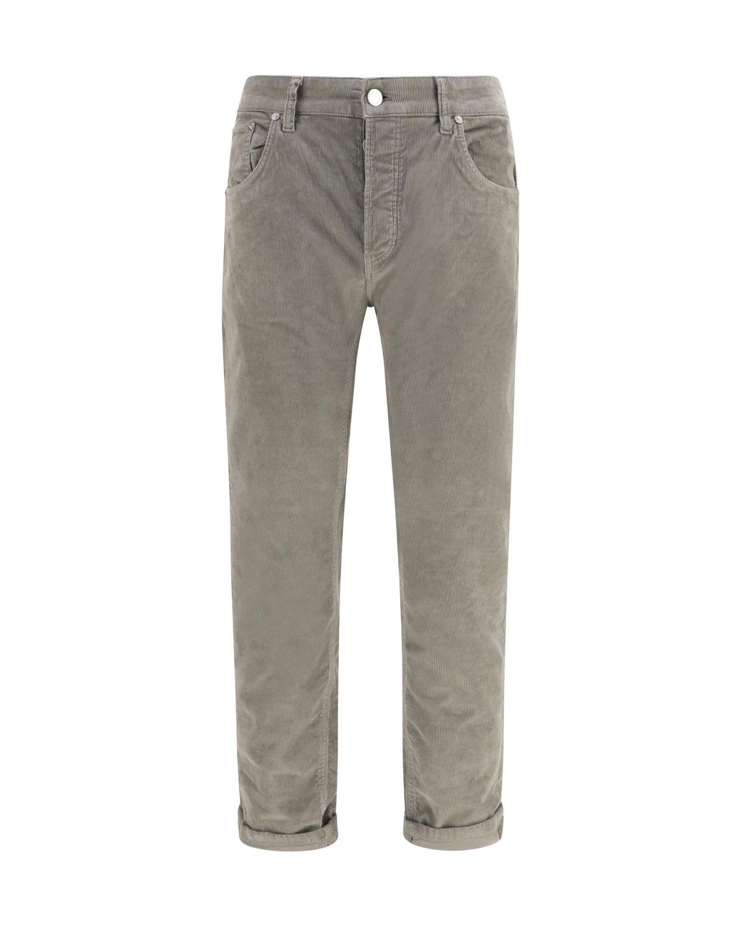 PT Torino Gray Corduroy Design Pants Cotton for men