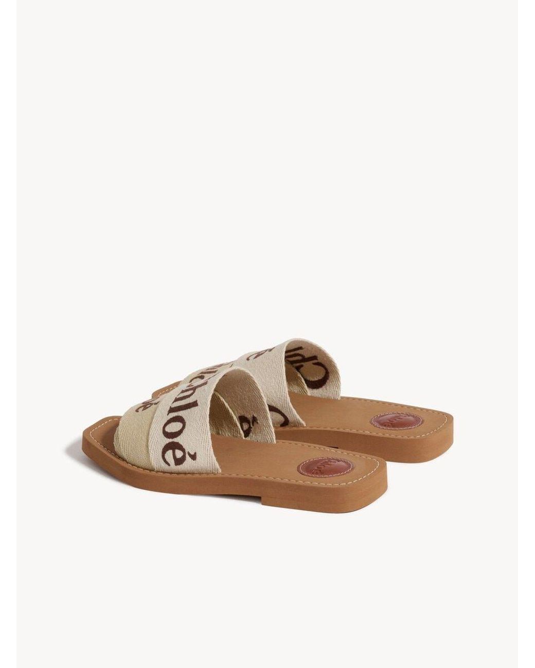 Chloé White Woody Logo-Embroidered Sandals