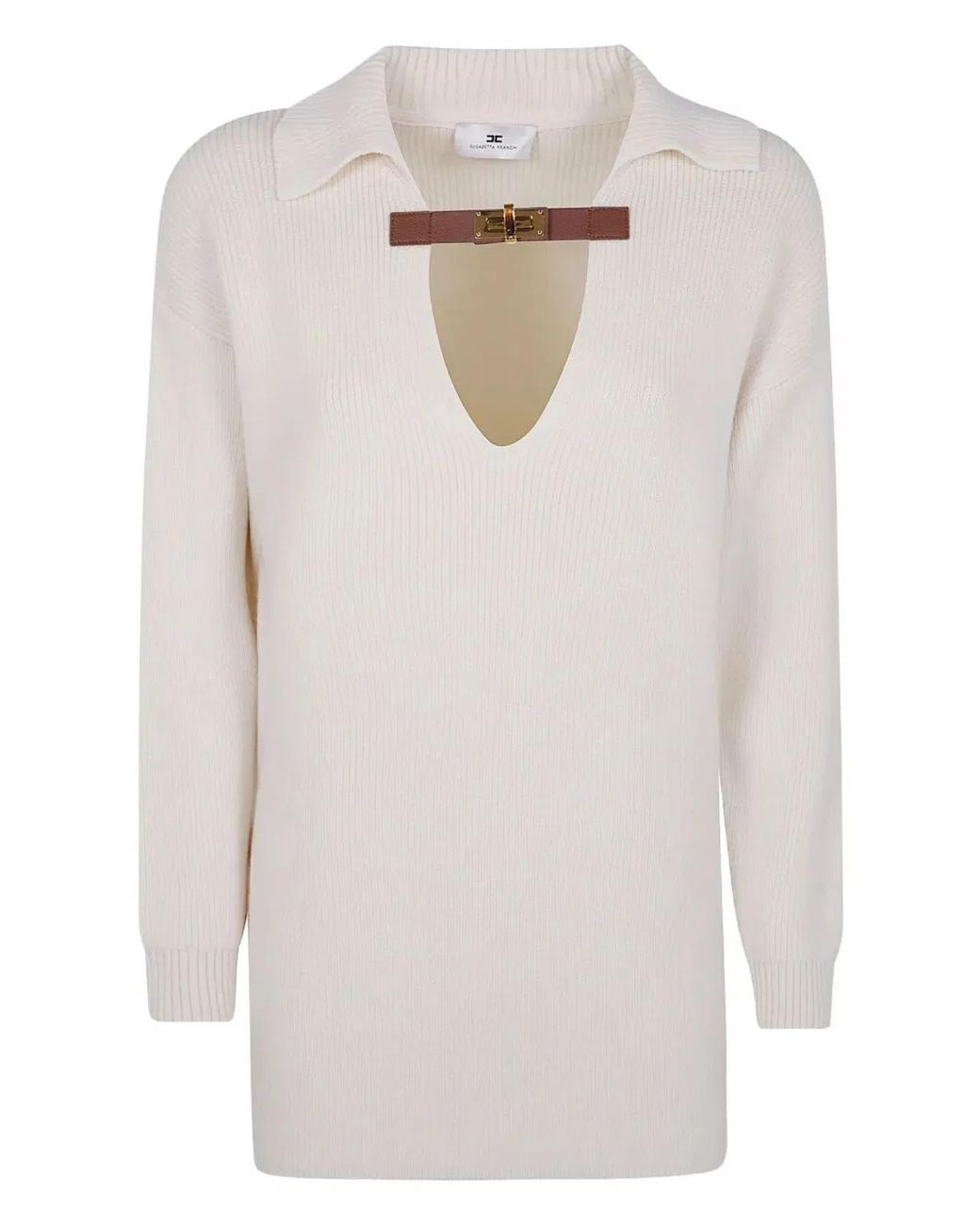 Elisabetta Franchi White Polo Neck Sweater