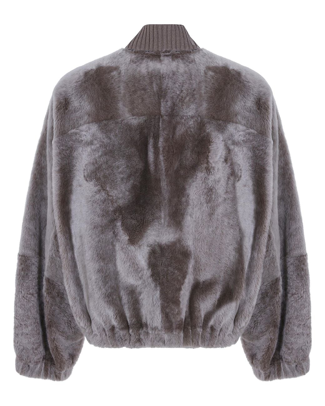 Brunello Cucinelli Gray Bomber Fur Jacket