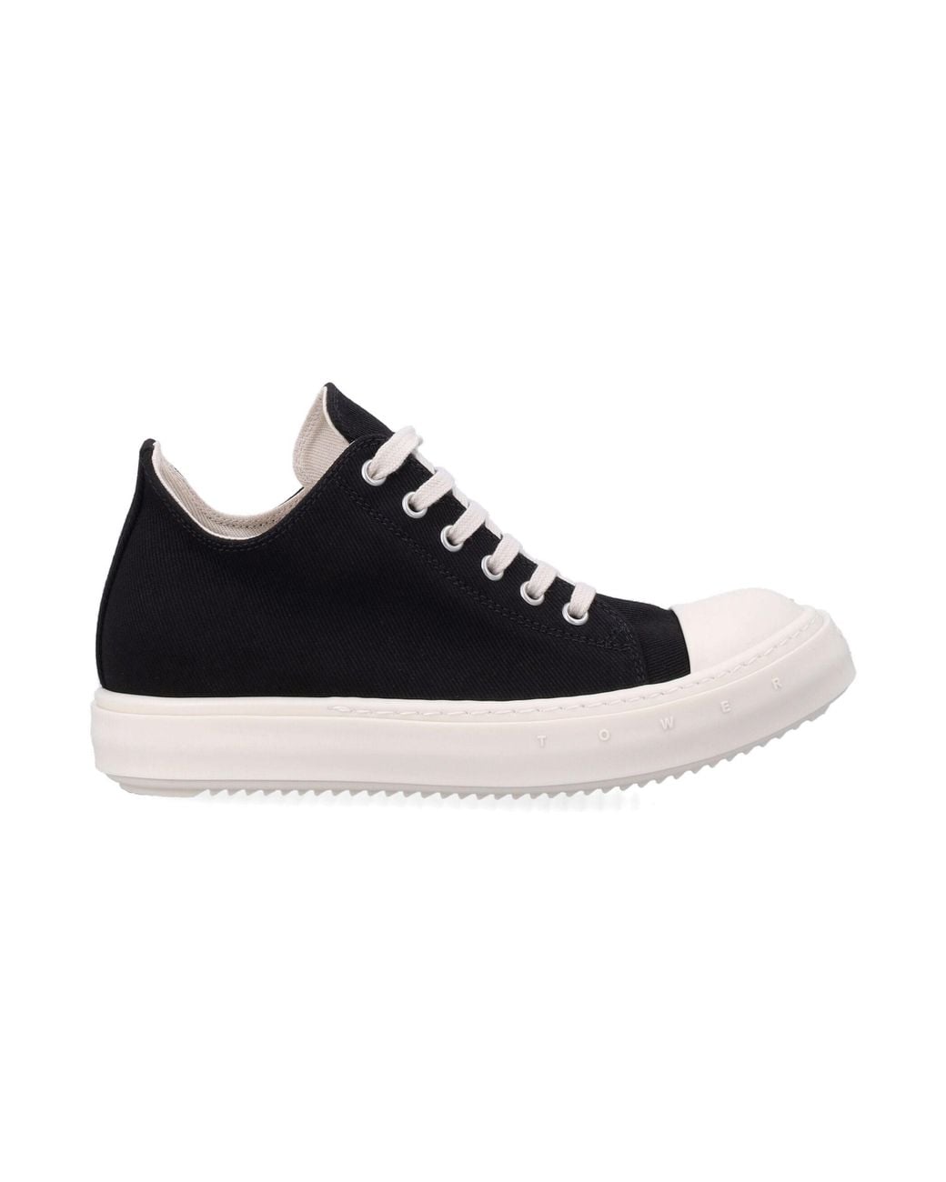 Rick Owens Black Low-Top Platform Canvas Sneakers