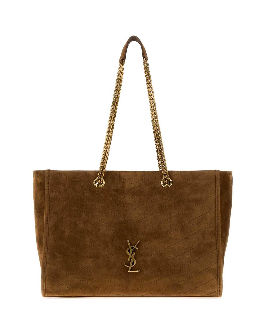 Saint Laurent Brown Suede Shopping Handbag, 33 Cm