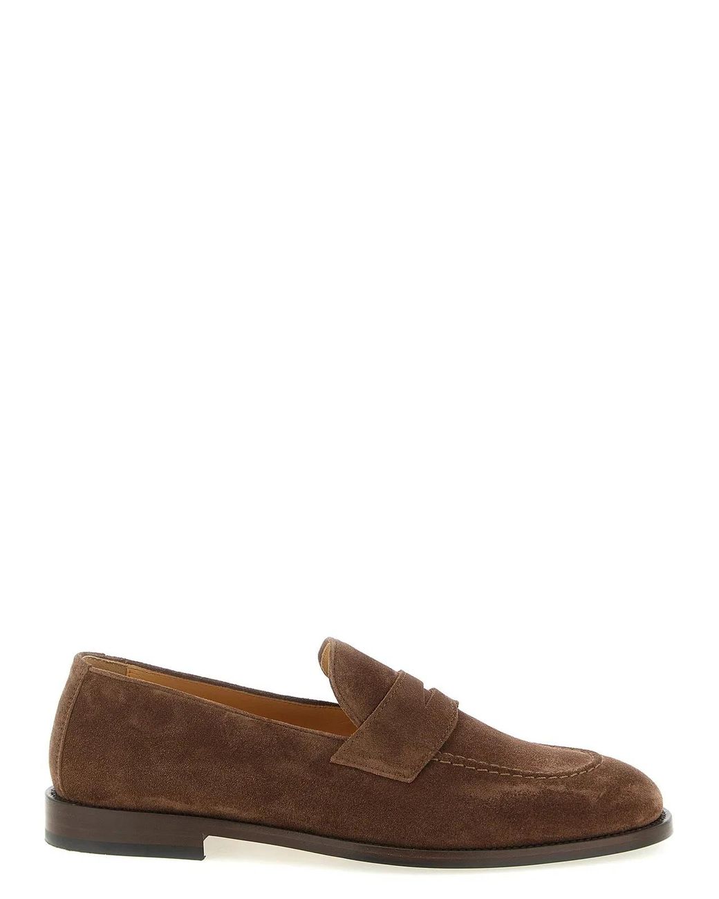 Brunello Cucinelli Brown Calfskin Slip-On Loafers for men