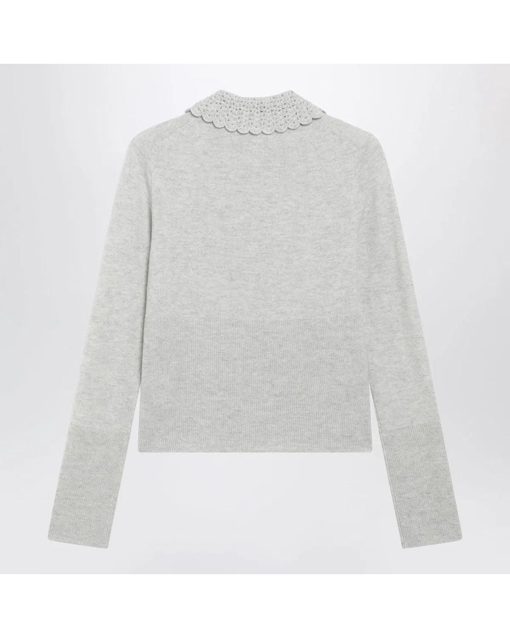 Chloé White Slim-Fit Logo Wool Cardigan