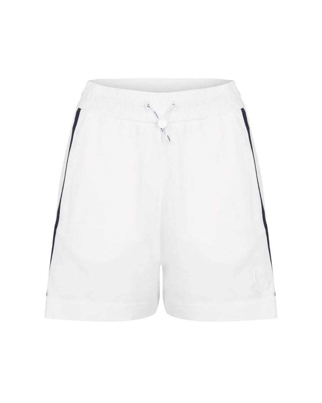 Moncler White Stripe Detail Logo Mini Shorts For