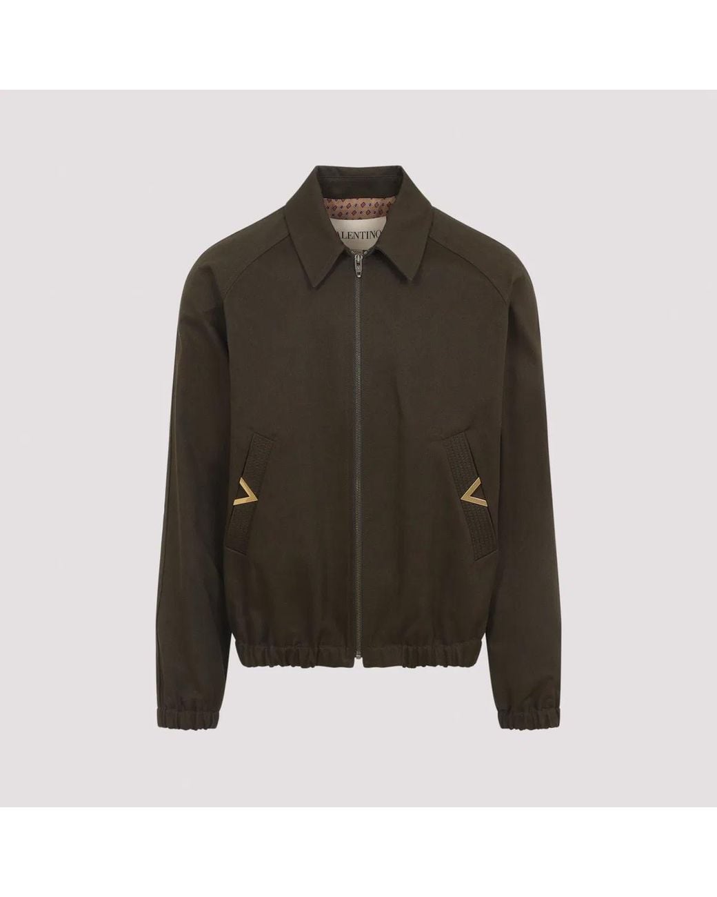 Valentino Garavani Green Cotton Jacket With Vgold Details for men