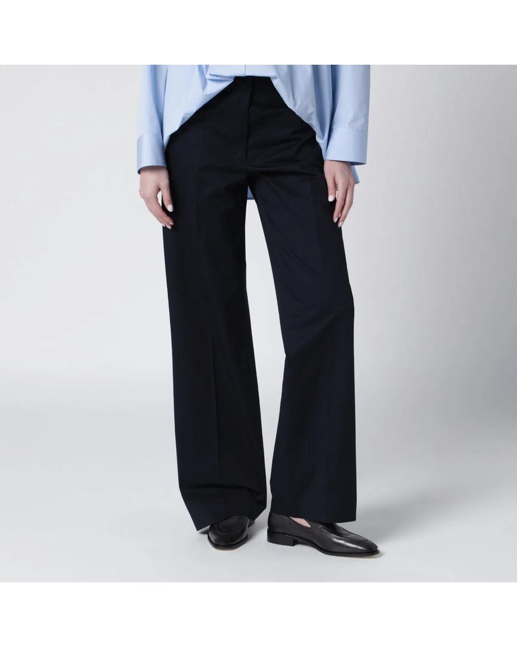 PT01 Blue Francoise Cotton Blend Trousers