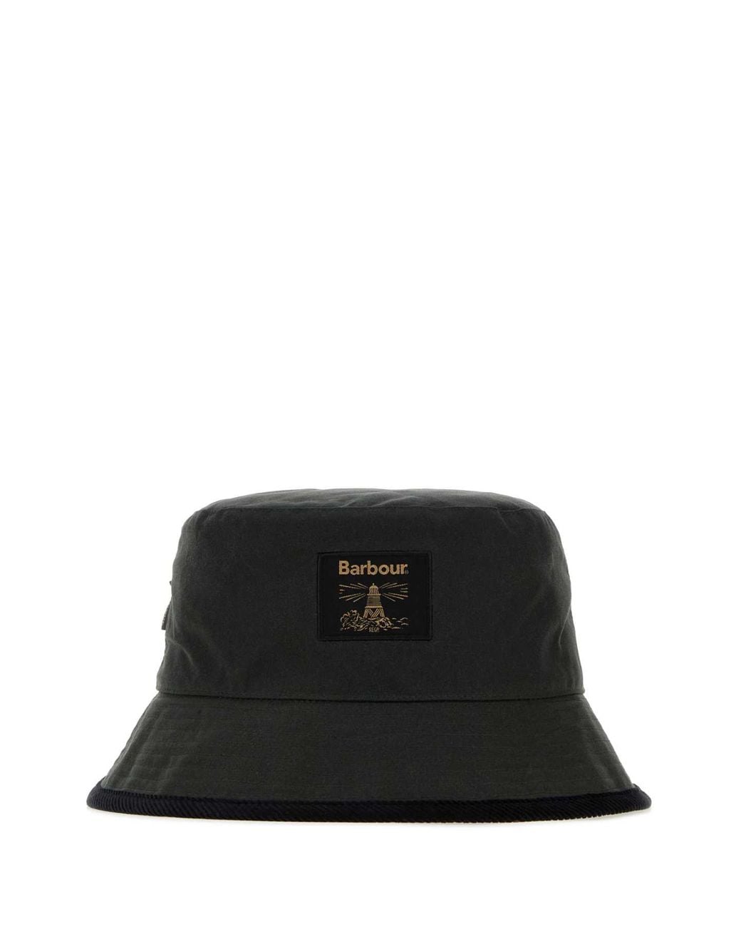 Barbour Black Cotton Canvas Bucket Hat For for men
