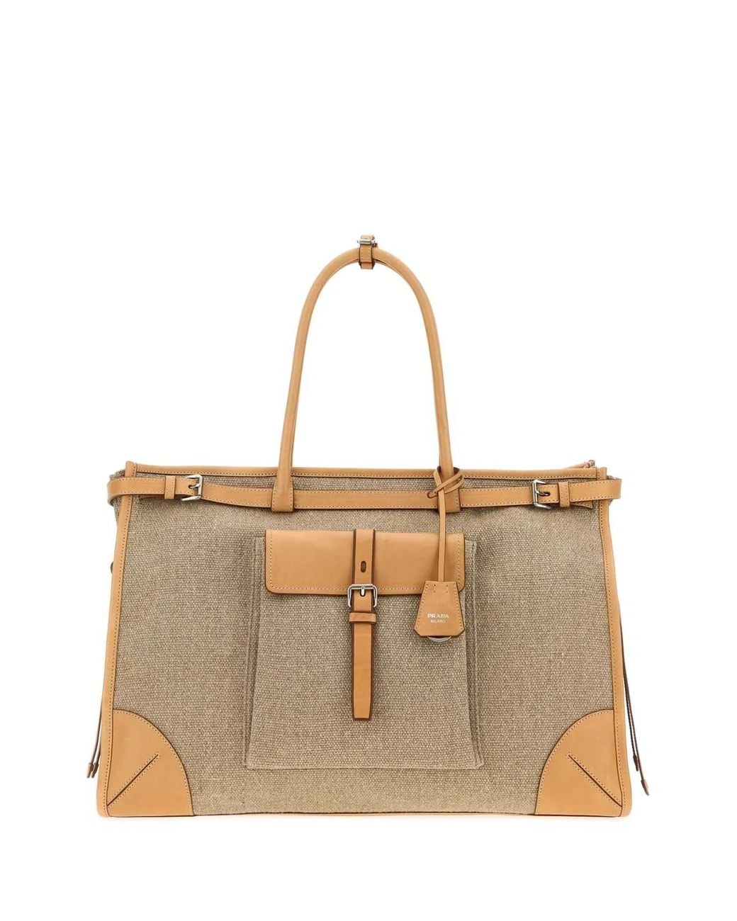 Prada Natural Cappuccino Canvas Bonnie Shopping Bag for men
