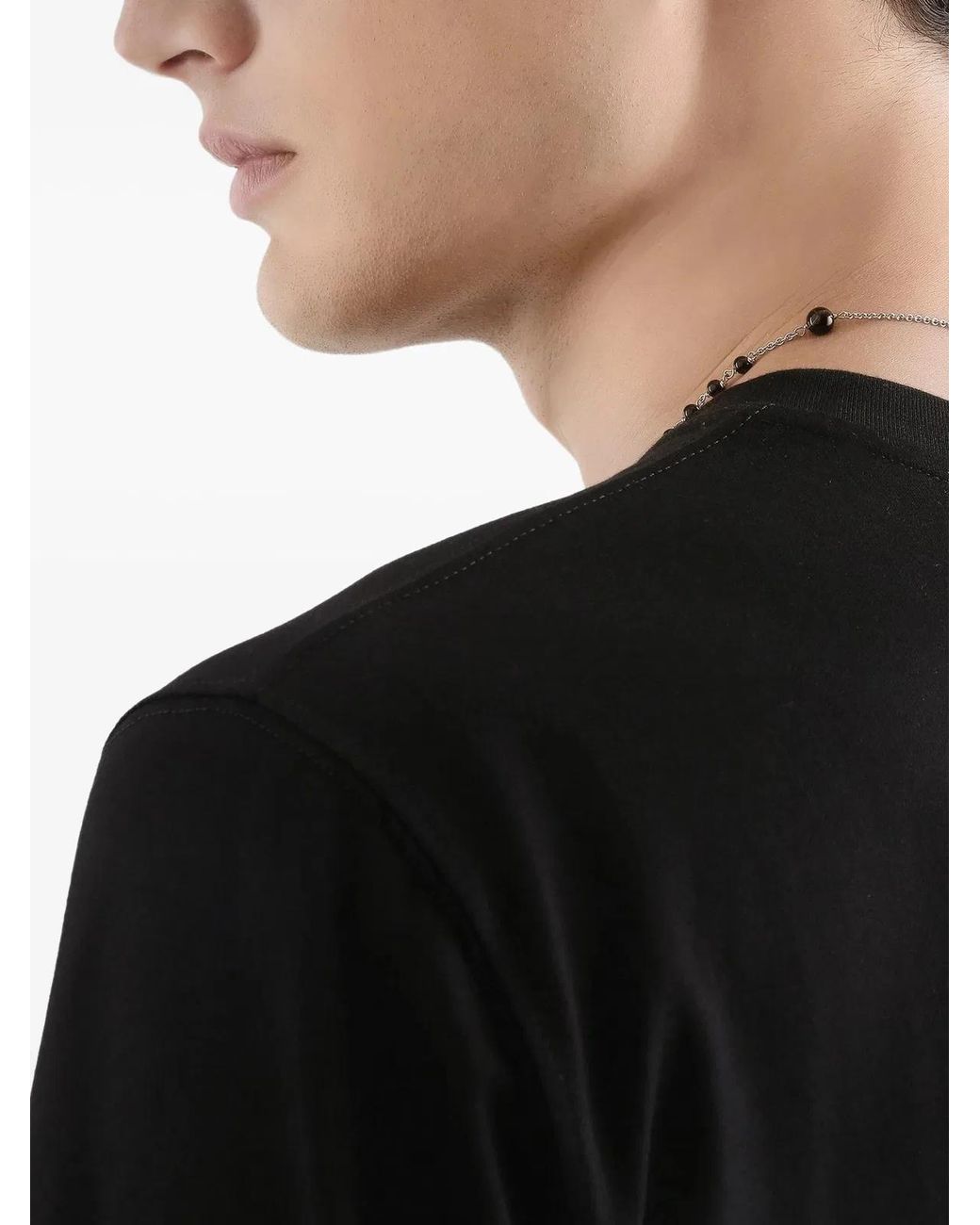 Dolce & Gabbana Black Dolce & Gabbana T-Shirt With Embroidery for men