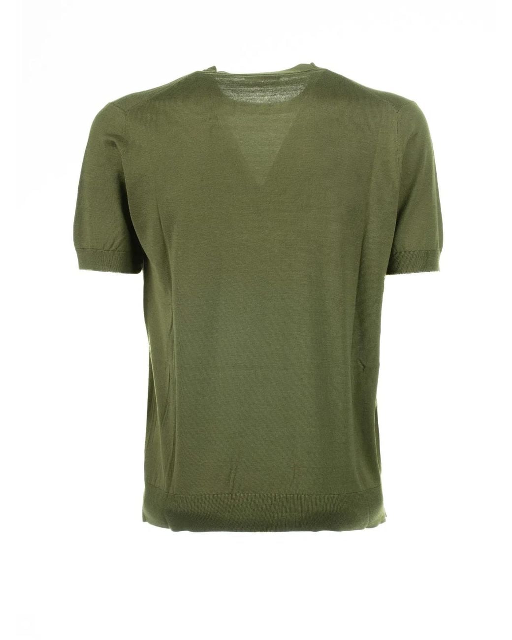 Paolo Pecora Green Cotton And Silk T-Shirt for men