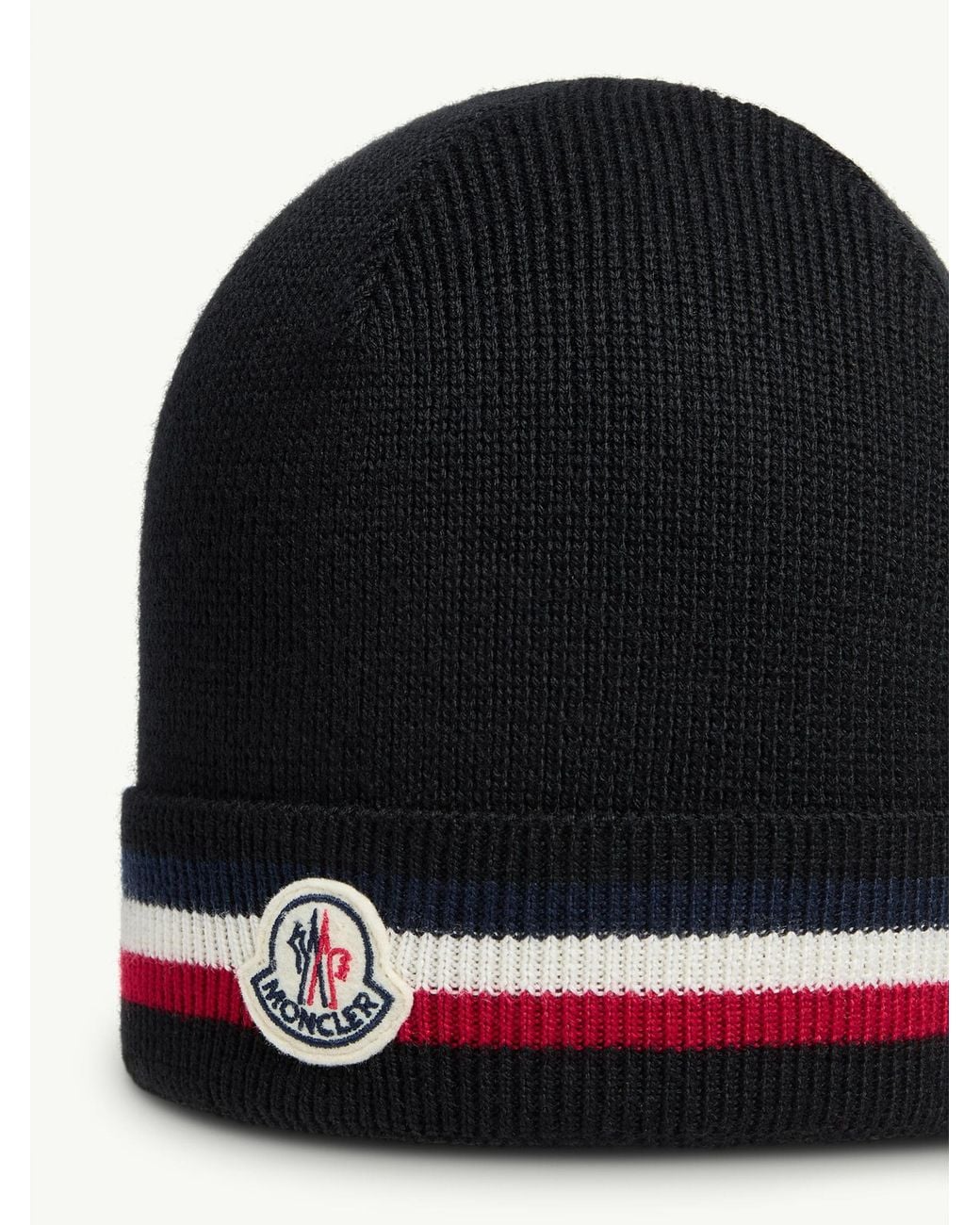 Moncler Blue Tricolor Wool Beanie for men