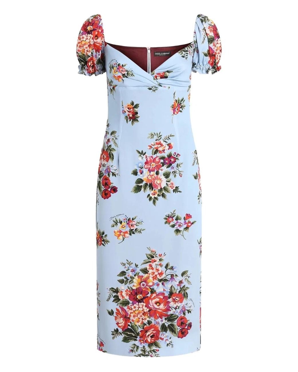 Dolce & Gabbana White Dolce & Gabbana Flower Bouquet Print Dress