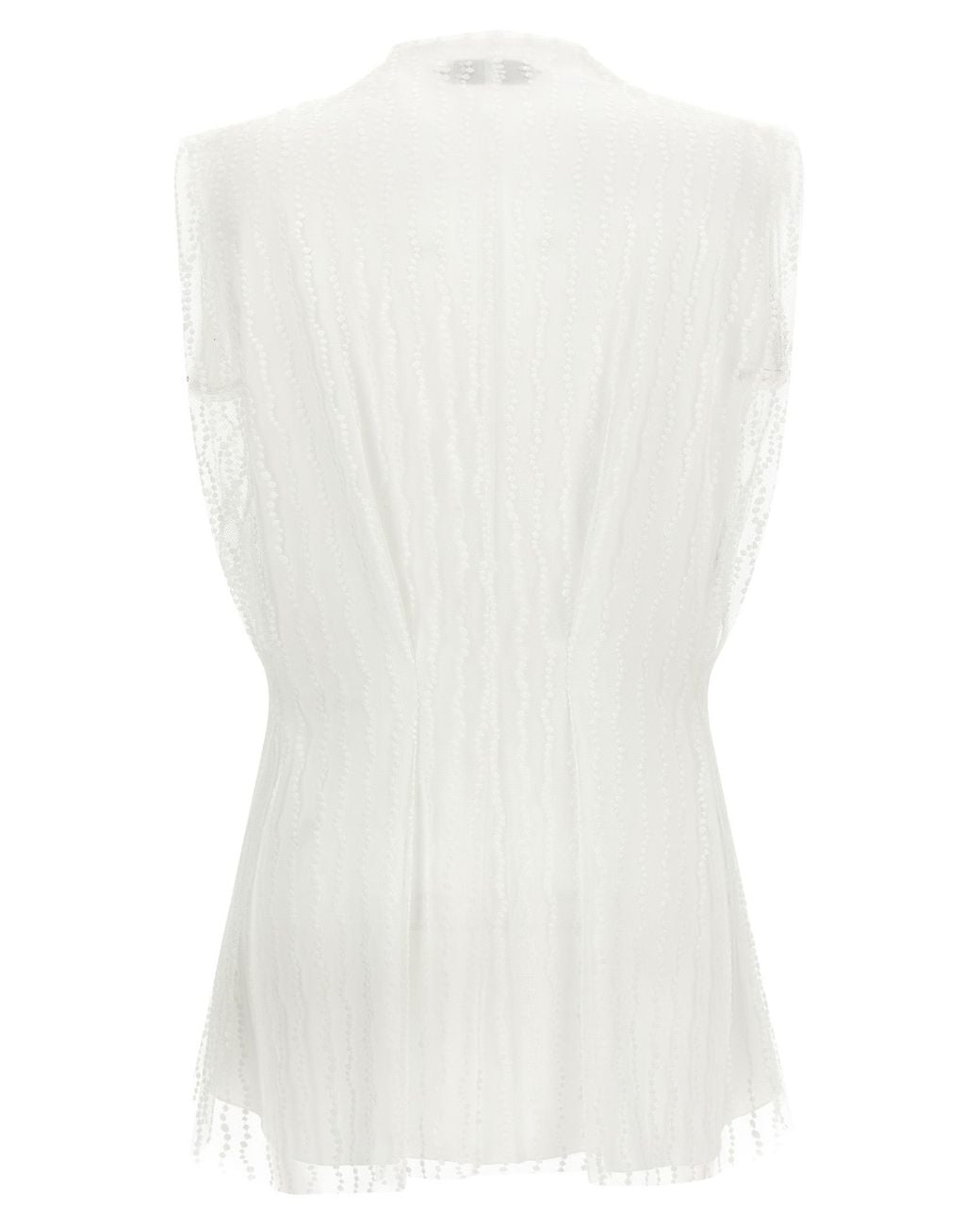 Alberta Ferretti White Asymmetrical Tulle Top