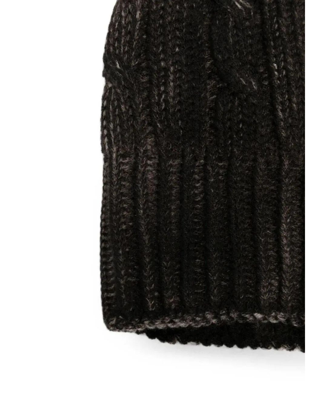 Avant Toi Black Hand Painted Cashmere Braided And Ribbed Hat for men