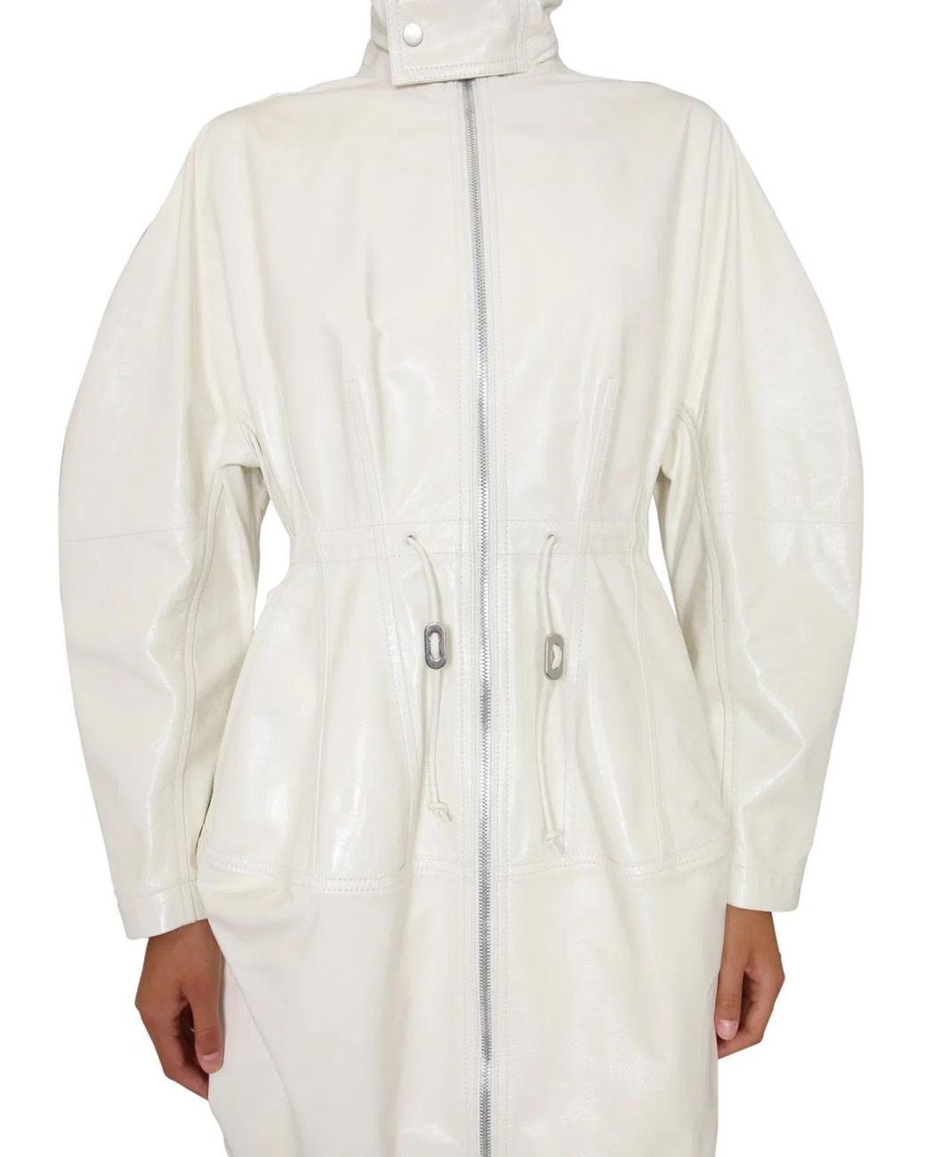 Bottega Veneta White Bottega Veneta Hooded Raincoat