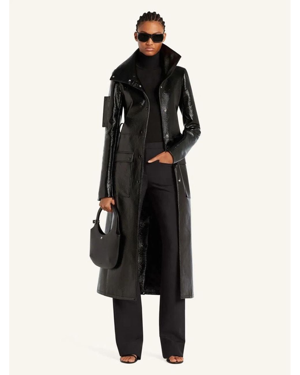 Courreges Black Courregès Cotton Polyurethane Elastane Viscose Coat