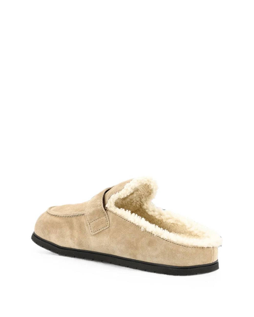 Prada White Shearling-Lined Buckle-Fastening Mules