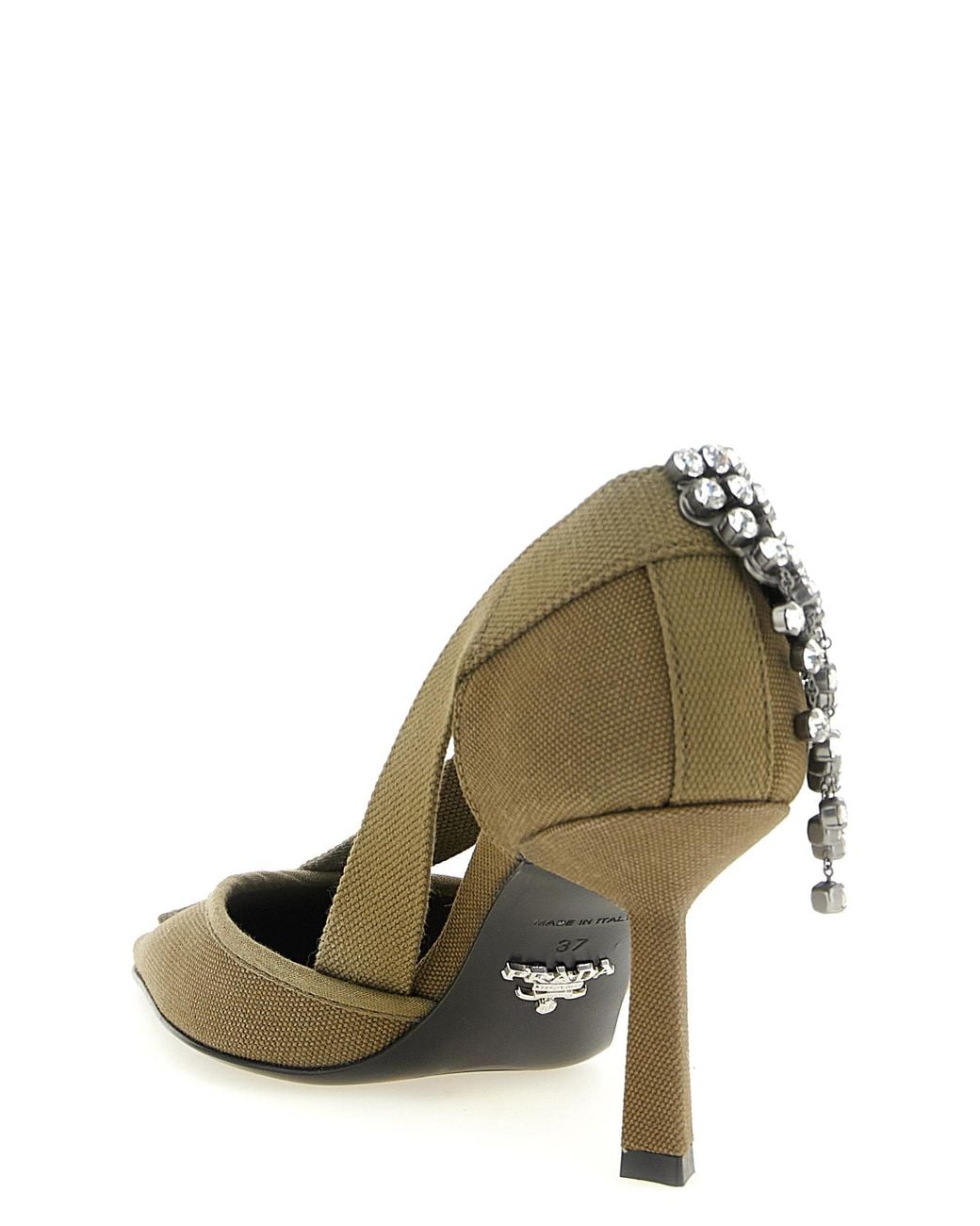 Prada Metallic Canvas Pumps