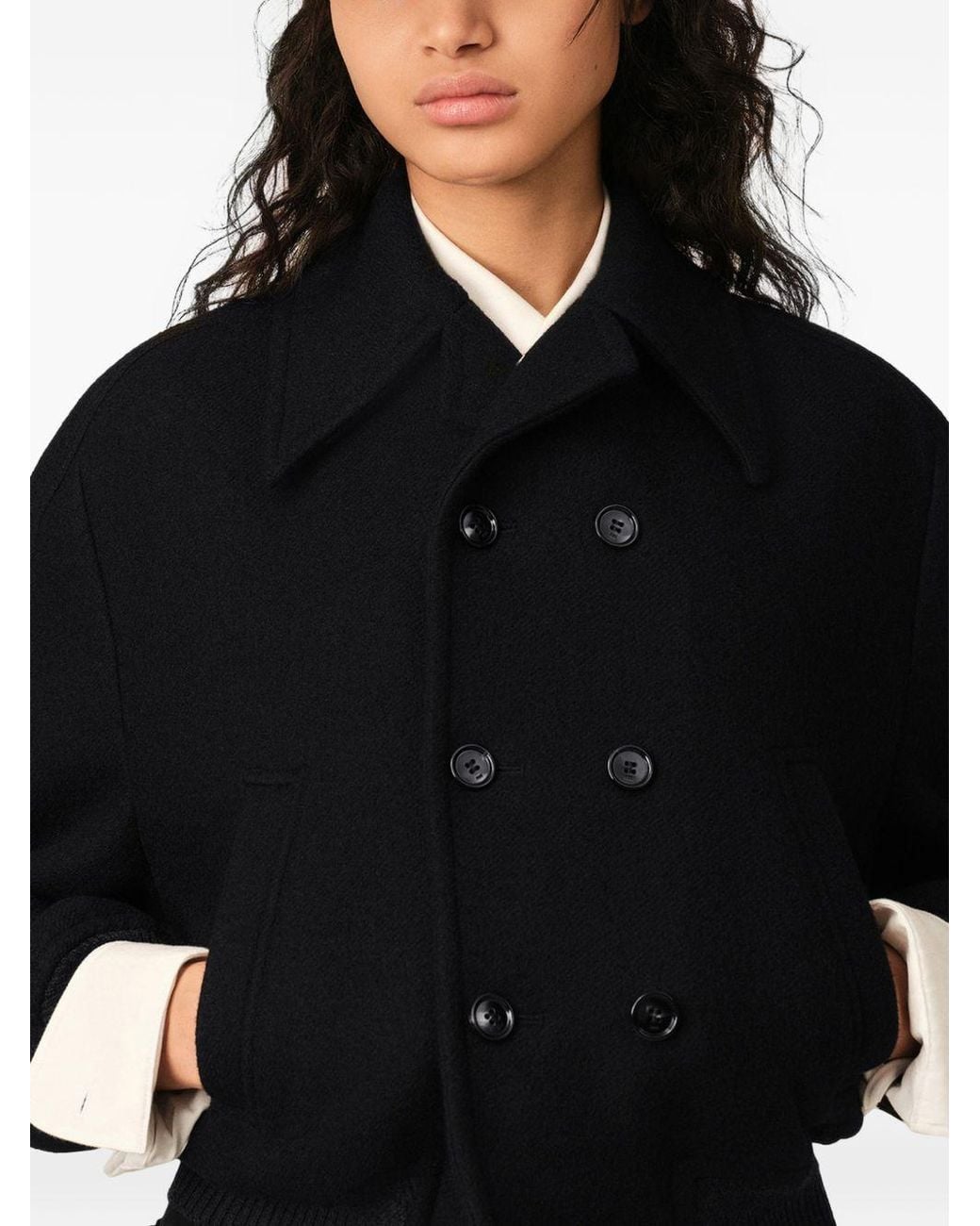AMI Black Wool Bomber Jacket
