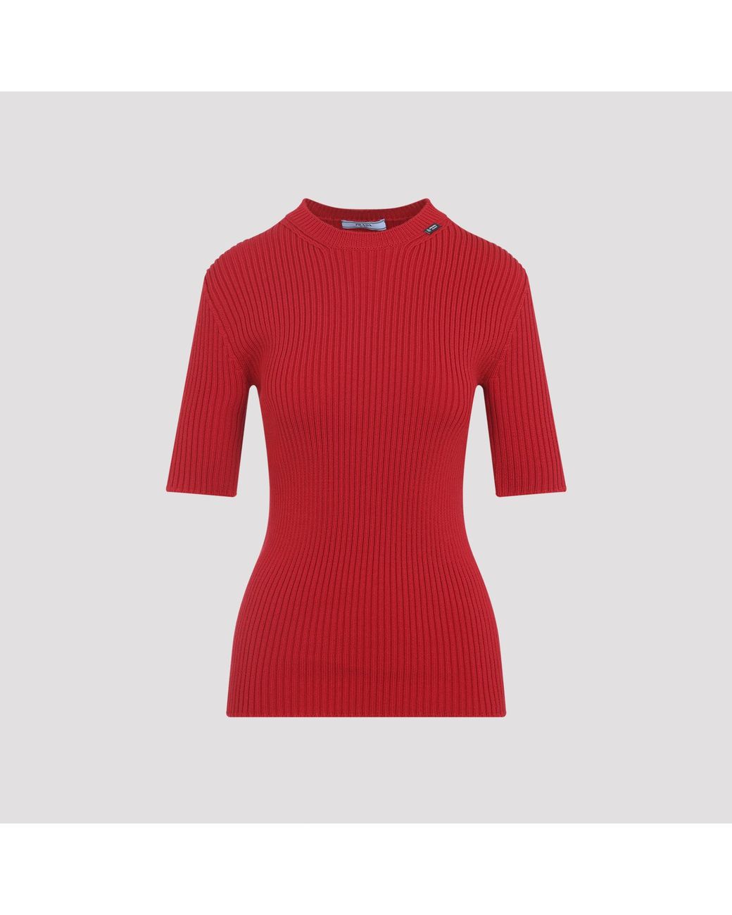 Prada Red Short-Sleeve Sweater