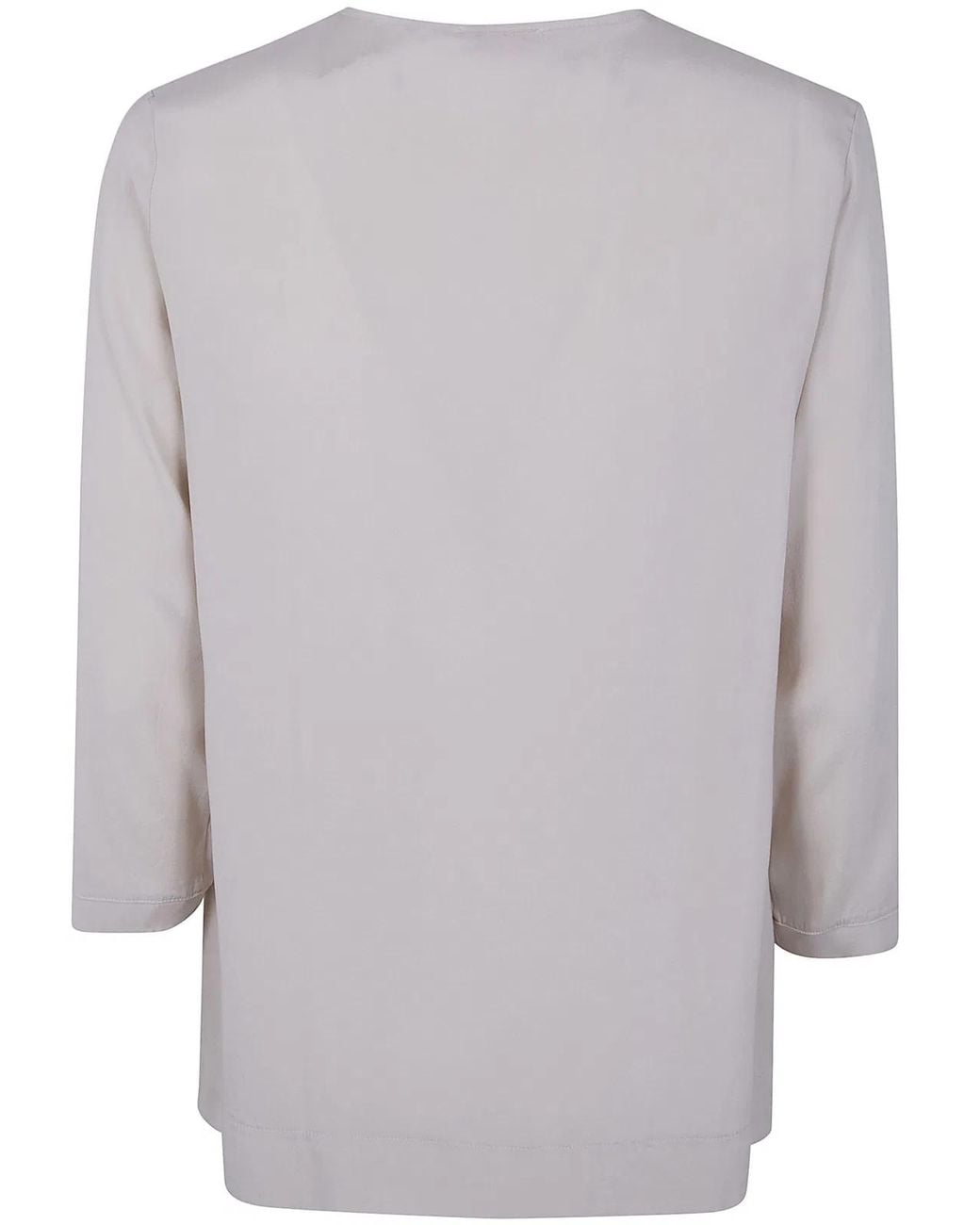 Rossopuro Gray 3/4 Sleeve Silk Blouse