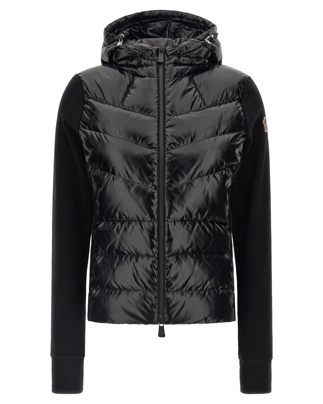 Moncler Black Padded Cardigan With Hood And Zip