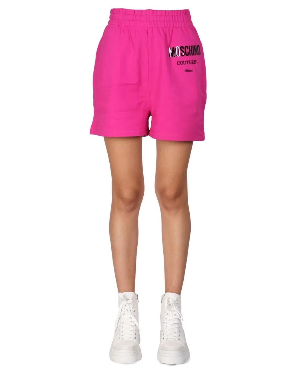 Moschino Couture Pink Shorts With Vinyl Logo