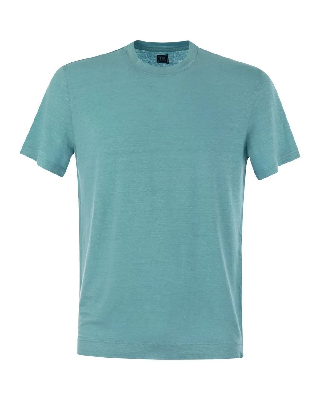Fedeli Blue Linen Flex T-Shirt for men
