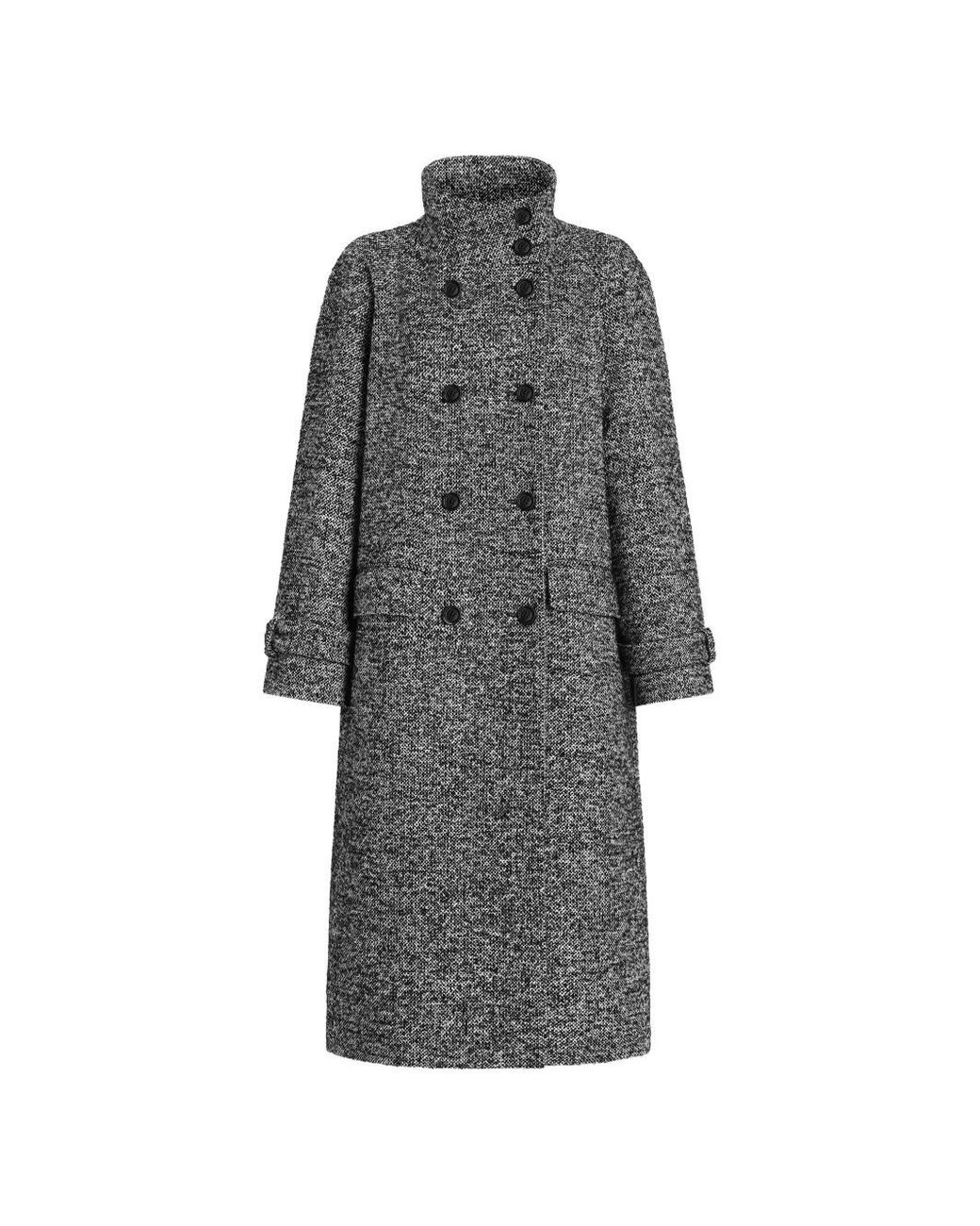 Dolce & Gabbana Gray Double-Breasted Flecked Wool-Blend Jacket With Leopard Print Lining