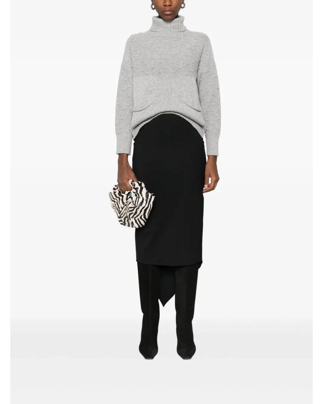 THE LATEST Black Cotton Midi Skirt