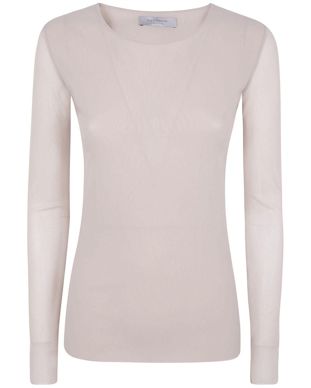 D.exterior Pink Tulle Round Neck Sweater