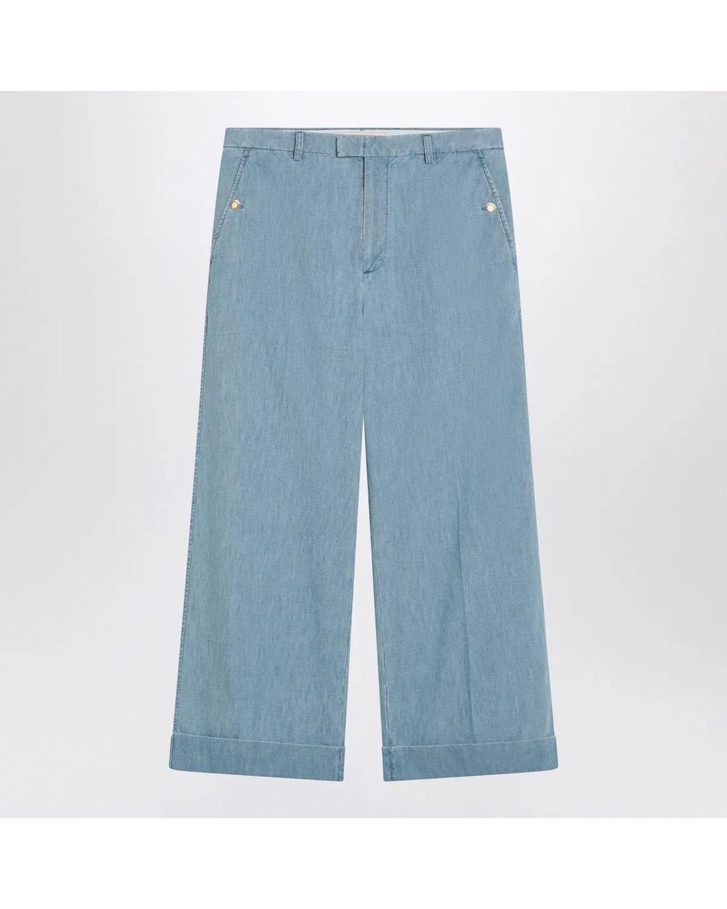 Valentino Blue Wide Jeans With Cuff for men