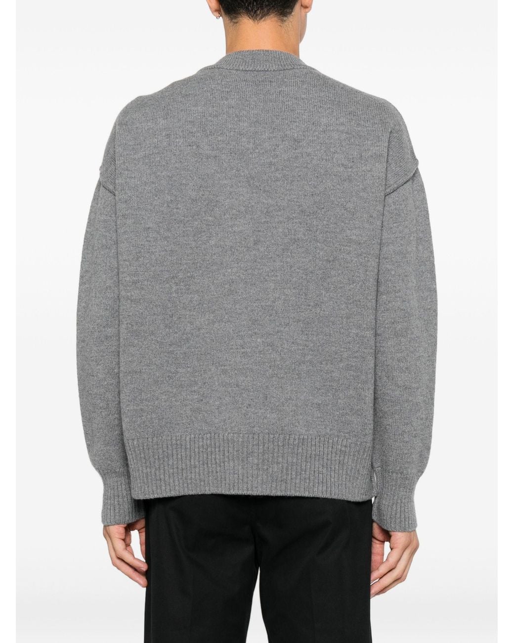 AMI Gray V Neck Cardigan Adc for men