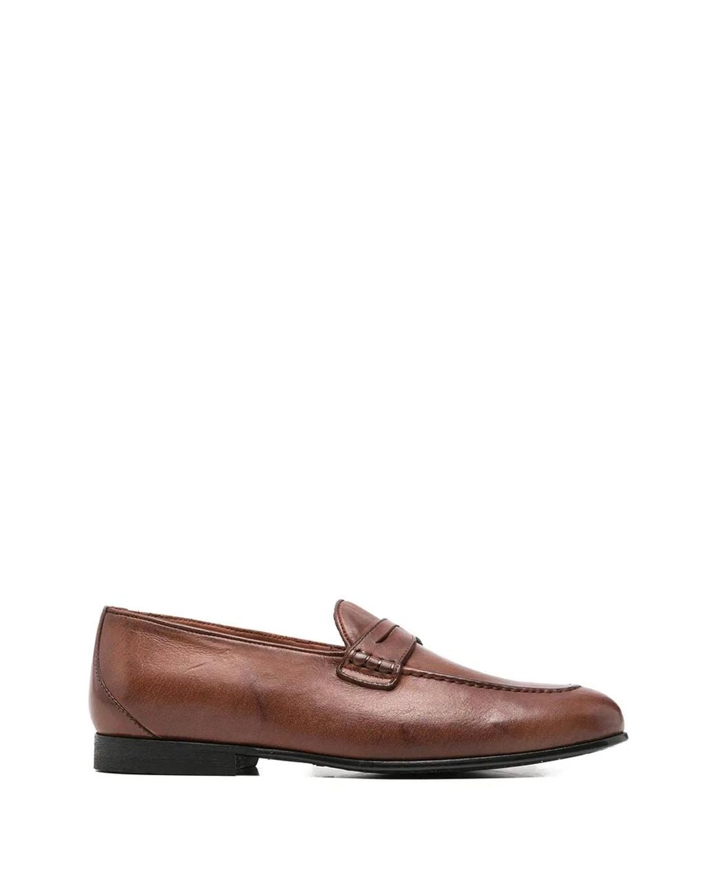 Sturlini Brown Leather Penny Loafers for men
