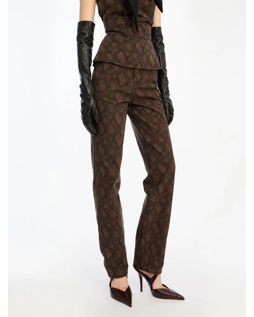 ROTATE BIRGER CHRISTENSEN Brown Printed Jeans