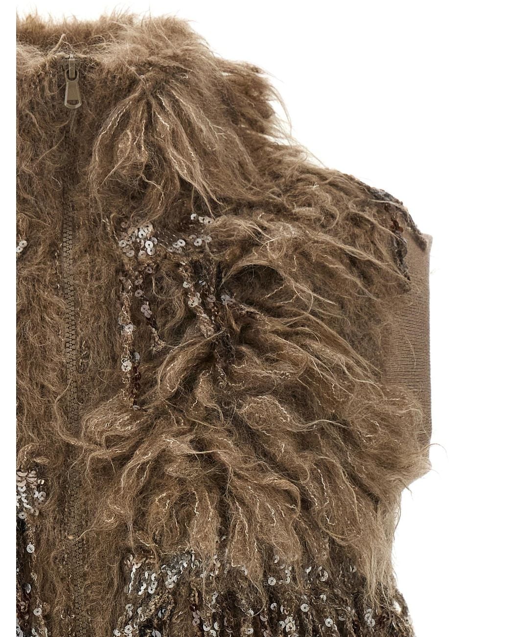 Brunello Cucinelli Brown 'Dazzling Moss Embroidery' Vest