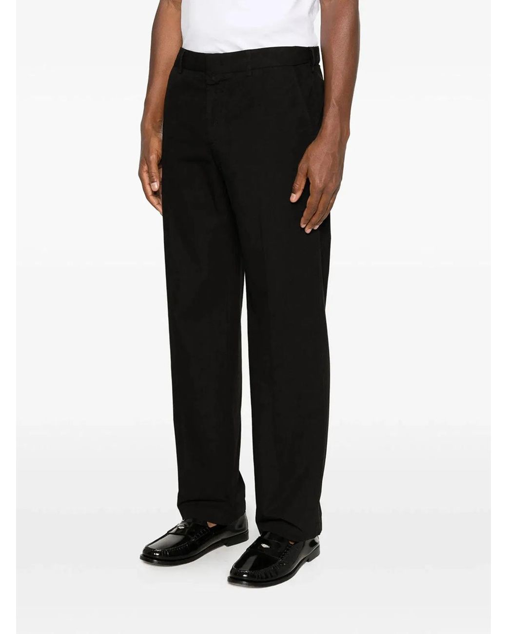 Cellar Door Black Leone Cotton Trousers for men