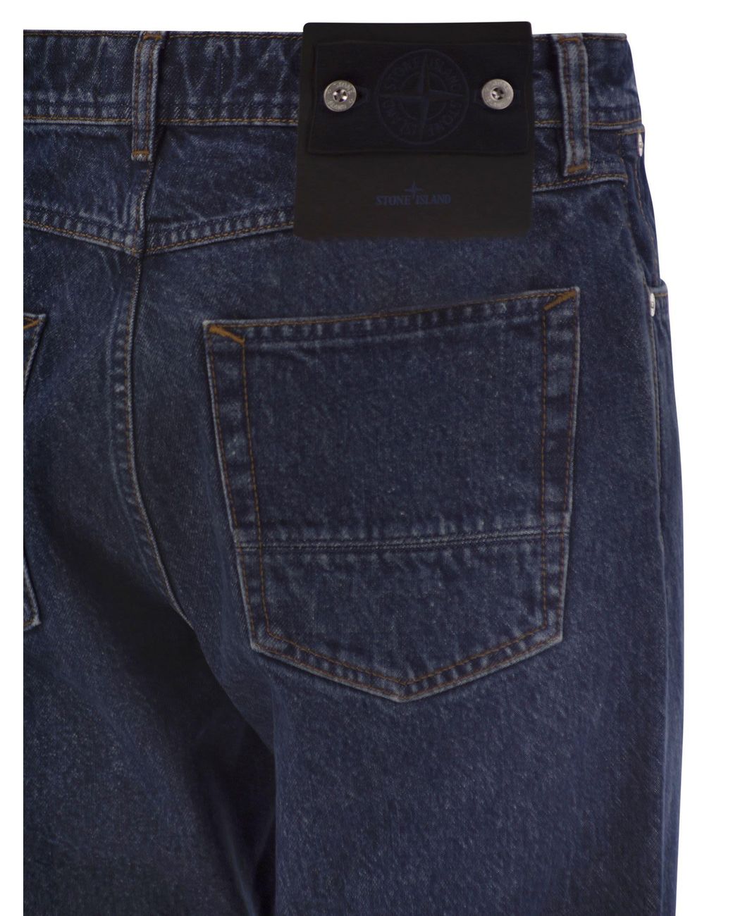 Stone Island Blue Straight-Leg Five-Pocket Cotton Jeans for men